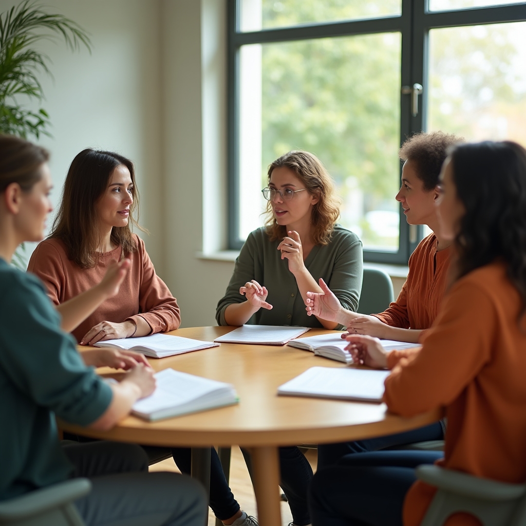 Grupo de fundadores discutiendo procesos operativos durante una sesión de cohorte